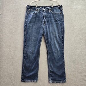Levi's 514 Men Jeans W38 L30 Blue Denim Solid Cotton Polyester Straight